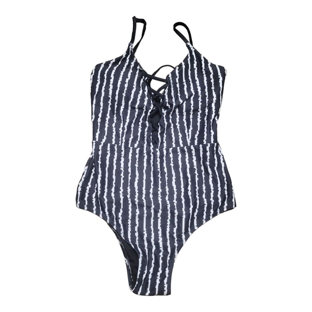 Gogo Beech Swimsuit Women's Size Small Black White One-piece Strappy Swi…
